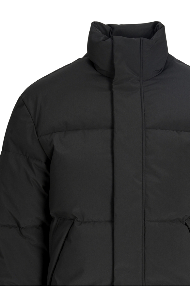Jack & Jones zwarte heren jas | Close up