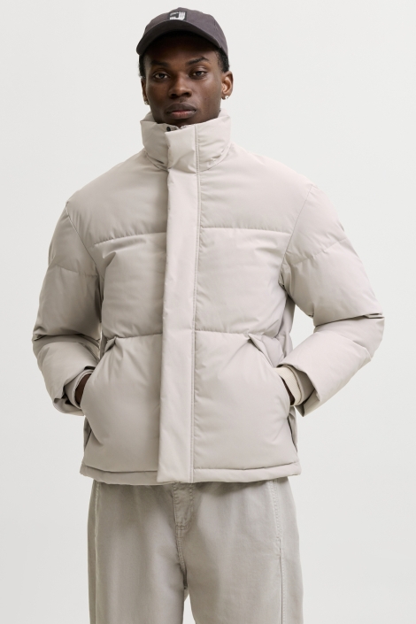 Jack & Jones ecru heren jas | Model vooraanzicht