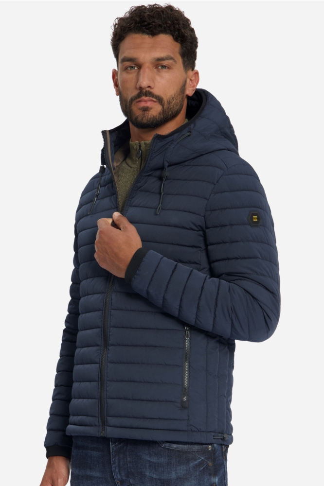 NO-EXCESS blauwe heren jas | Model zijaanzicht