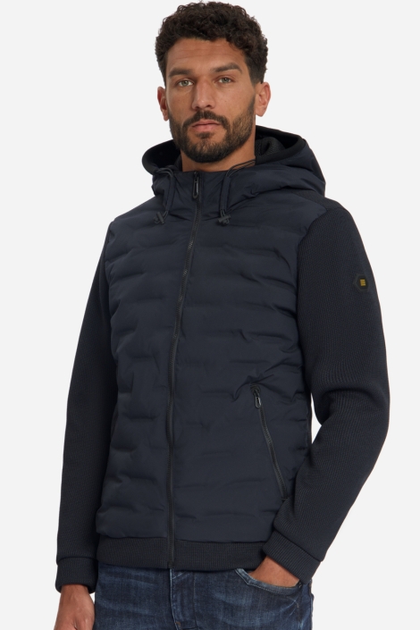 NO-EXCESS blauwe heren jas | Model zijaanzicht