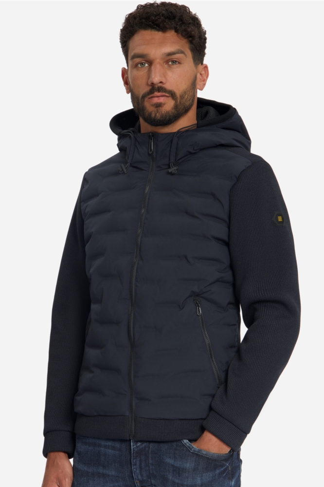 NO-EXCESS blauwe heren jas | Model zijaanzicht