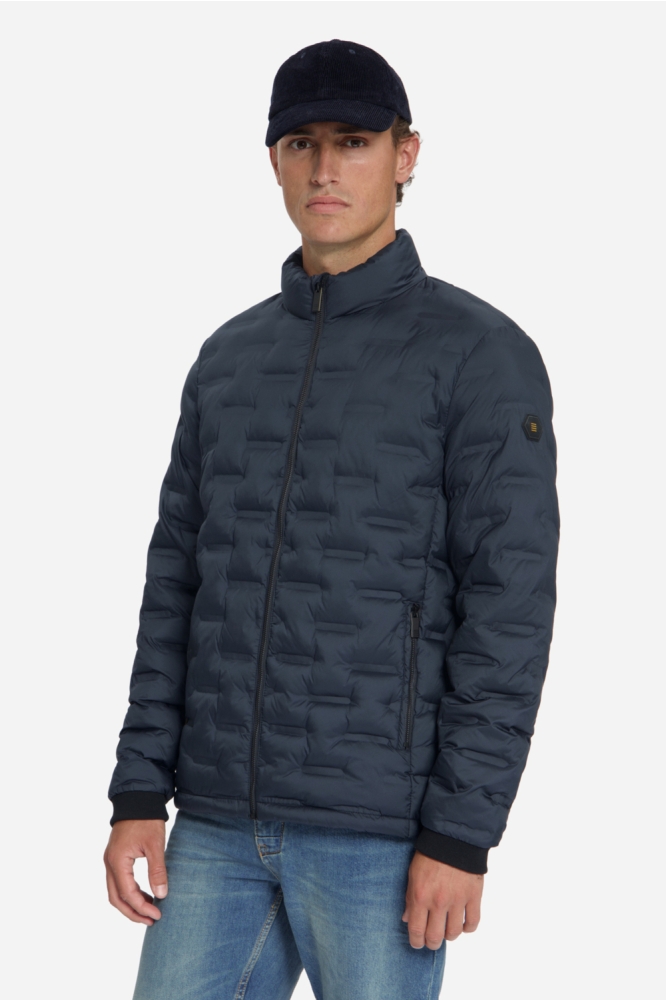 NO-EXCESS blauwe heren jas | Model zijaanzicht