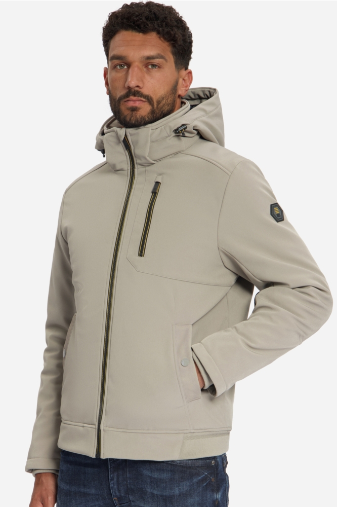 NO-EXCESS taupe heren jas | Model zijaanzicht