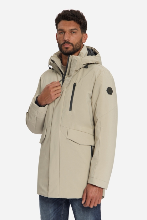 NO-EXCESS beige heren jas | Model zijaanzicht
