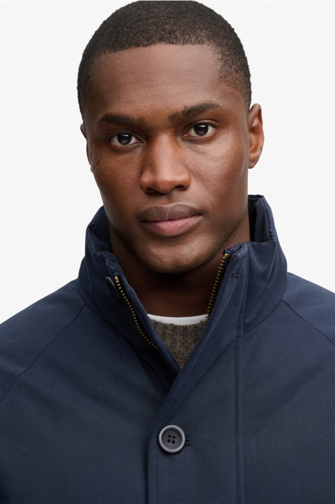 Superdry blauwe heren jas | Close up