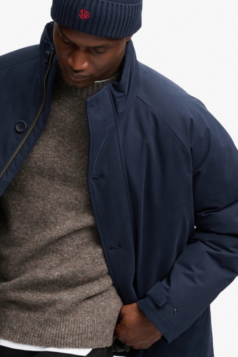 Superdry blauwe heren jas | Close up