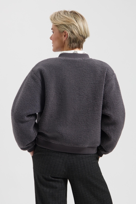 Lady Day grijze dames vest | Model achteraanzicht