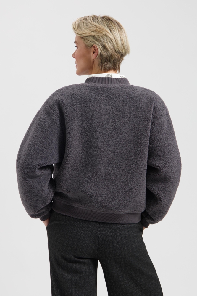 Lady Day grijze dames vest | Model achteraanzicht