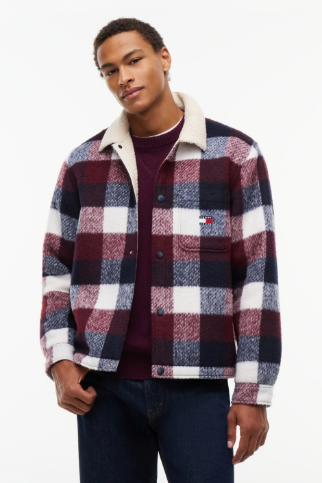 Tommy Jeans blauwe heren jas | Model vooraanzicht
