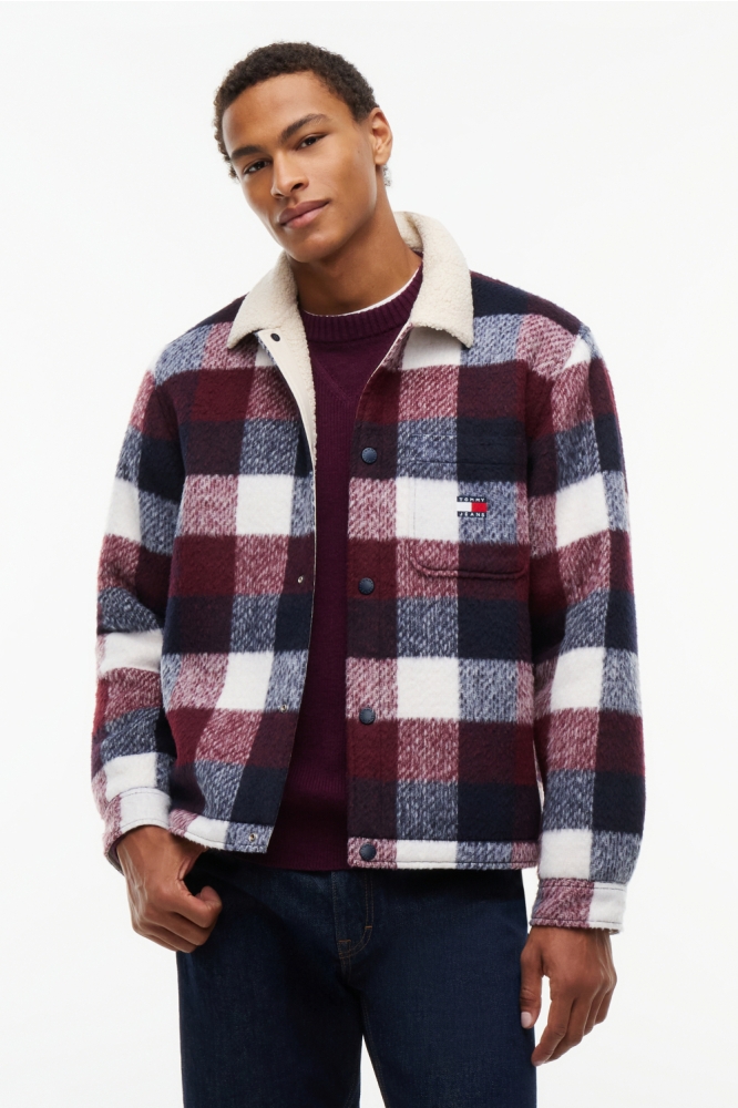 Tommy Jeans blauwe heren jas | Model vooraanzicht