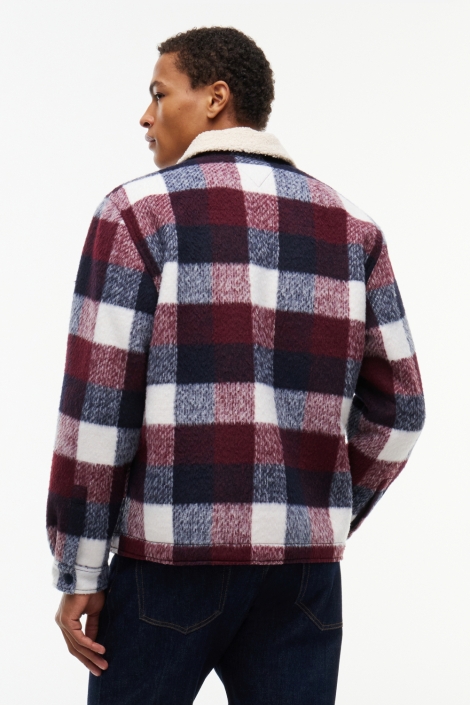 Tommy Jeans blauwe heren jas | Model achteraanzicht