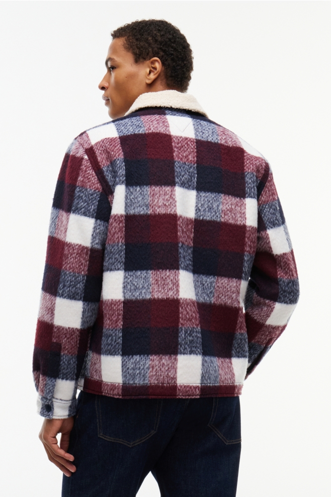 Tommy Jeans blauwe heren jas | Model achteraanzicht