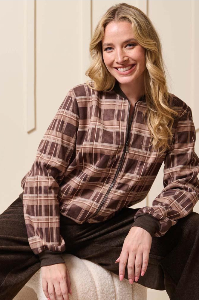 FOS Amsterdam bruine dames vest | Model vooraanzicht