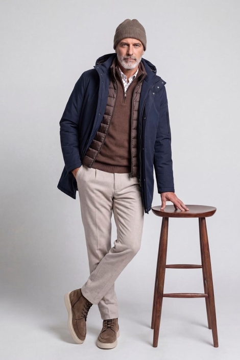 Campbell blauwe heren jas | Model