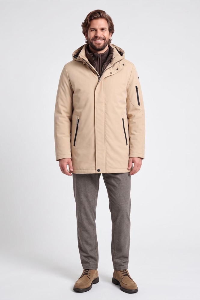 Campbell beige heren jas | Model
