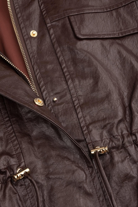 Ydence bruine dames jas | Close up
