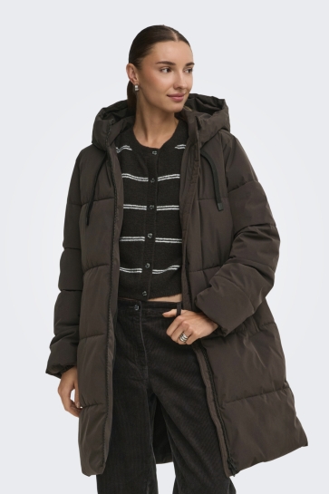 Jacqueline de Yong jdyblair long hood puffer otw sij n Bruin