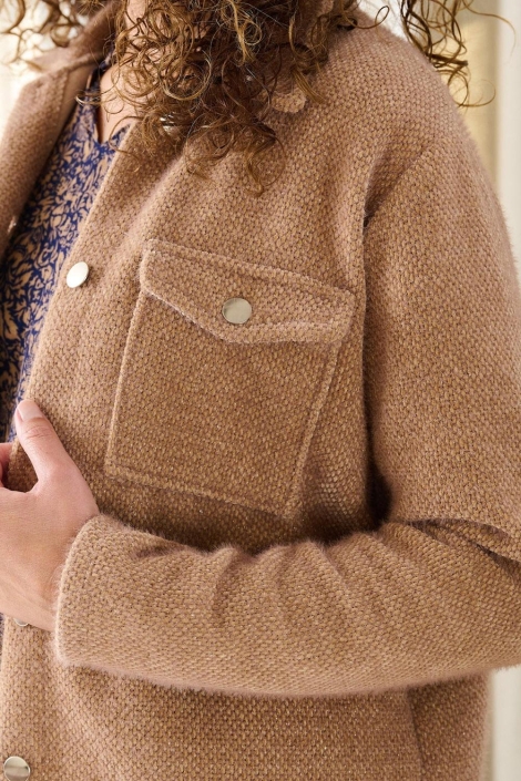 FOS Amsterdam camel dames vest | Close up