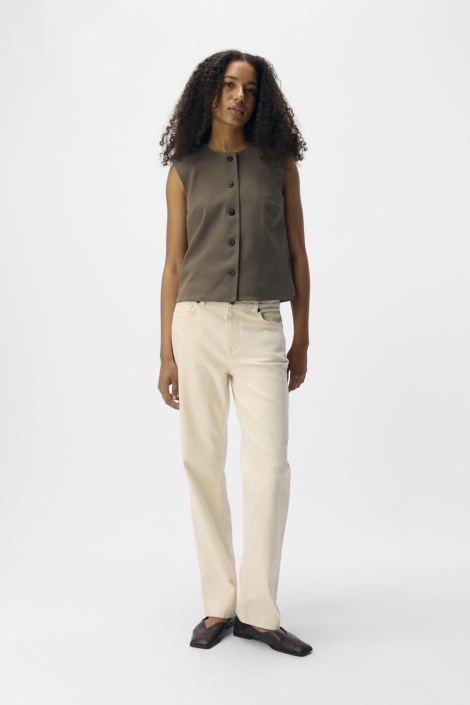 Object bruine dames gilet | Model vooraanzicht