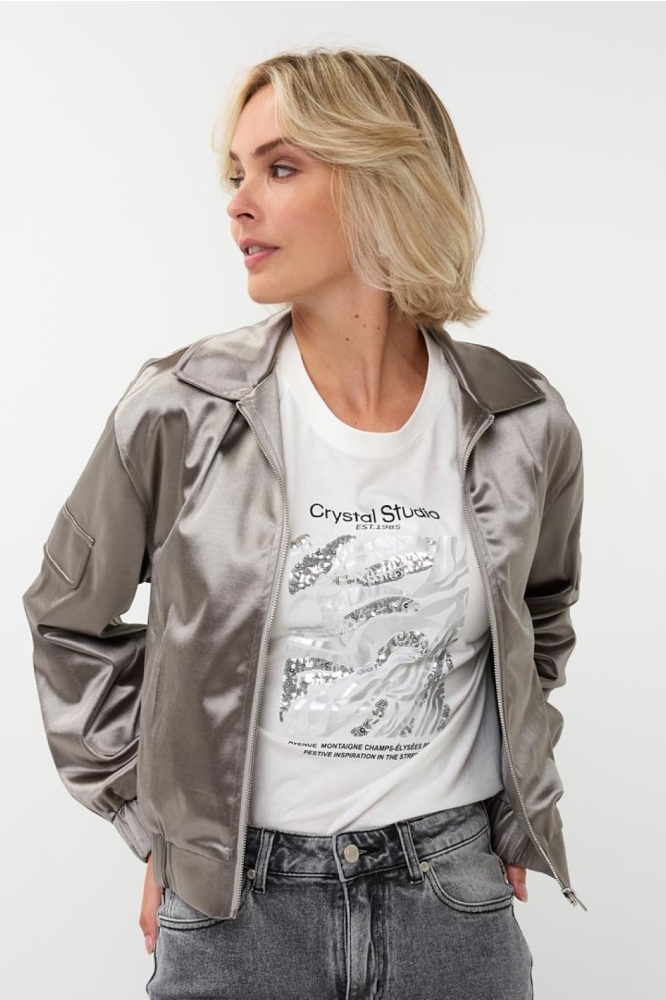 EsQualo zilveren dames jas | Model vooraanzicht