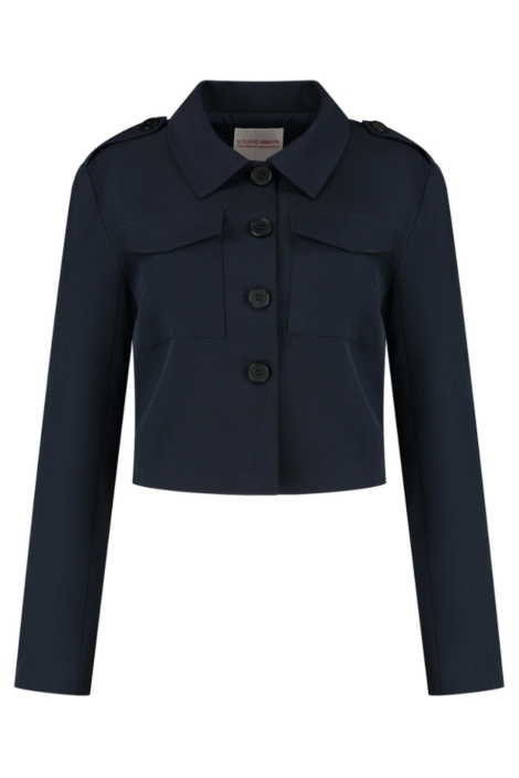 Studio Amaya blauwe dames jas | Vooraanzicht