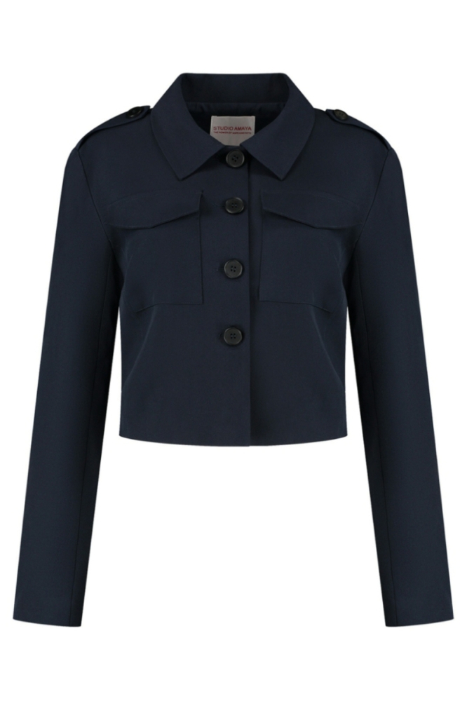 Studio Amaya blauwe dames jas | Vooraanzicht