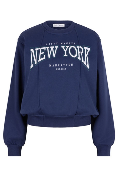 Lofty Manner blauwe dames sweater | Vooraanzicht