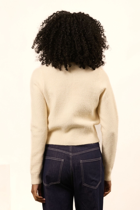 Lofty Manner beige dames vest | Model achteraanzicht