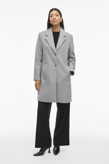 Vila VICLAUDIA BUTTON COAT - NOOS 14094900 Light Grey Melange