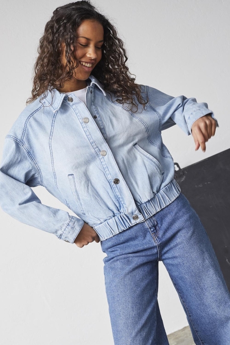 SisterS point blauwe dames jas | Model vooraanzicht