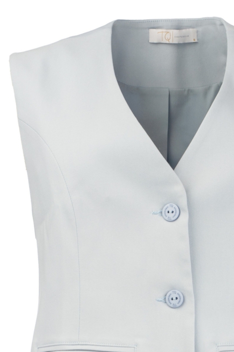 TQ Amsterdam blauwe dames gilet | Close up