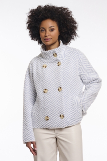 Rino & Pelle SHORT DOUBLE BREASTED JACKET BETH 5012621 11064 light blue graphic