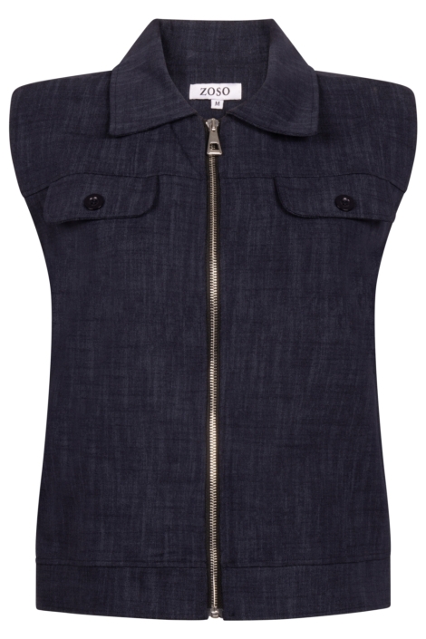 Zoso blauwe dames gilet | Vooraanzicht