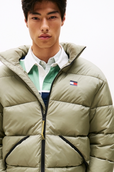 Tommy Jeans groene heren jas | Close up