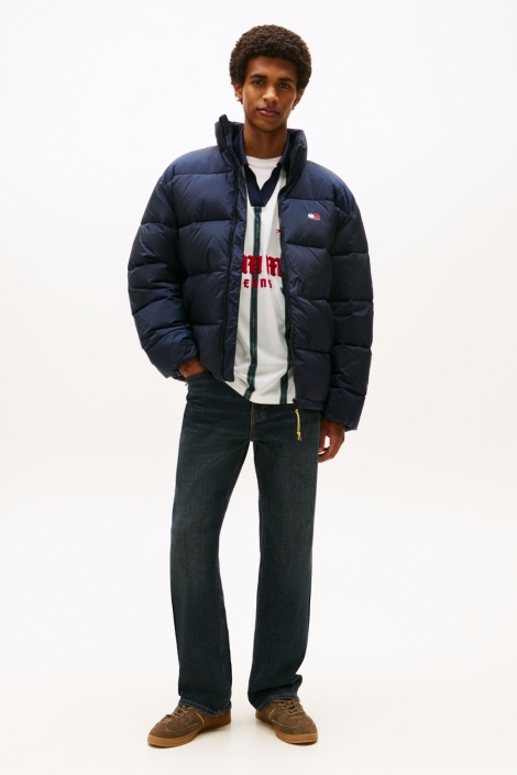 Tommy Jeans blauwe heren jas | Model