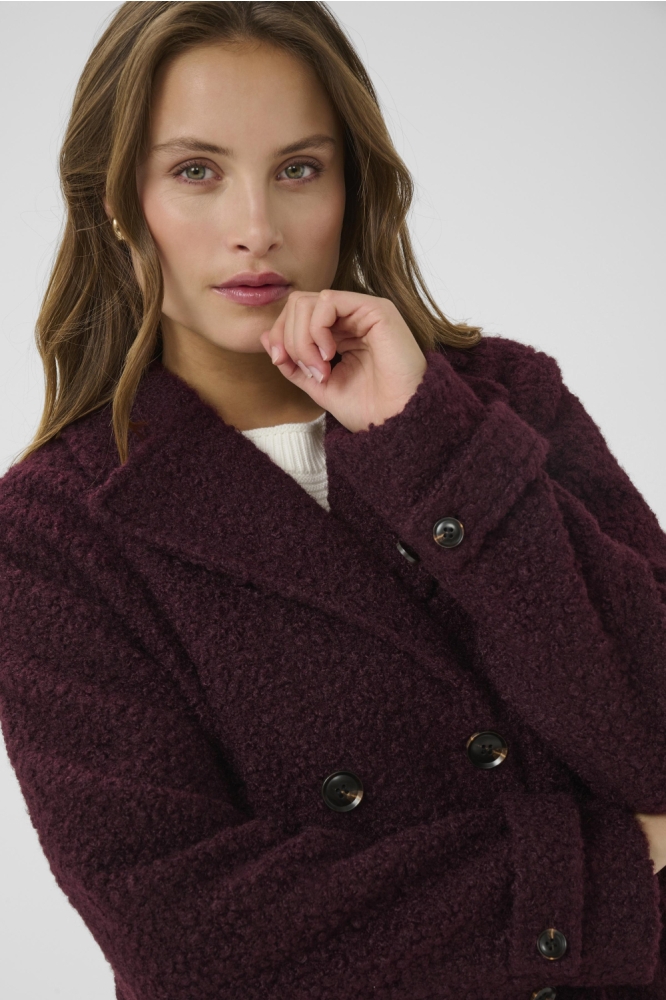 Kaffe bordeaux dames jas | Close up