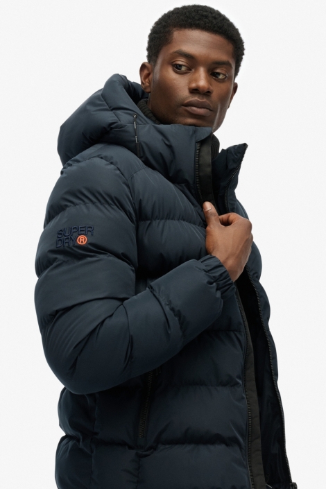 Superdry blauwe heren jas | Close up