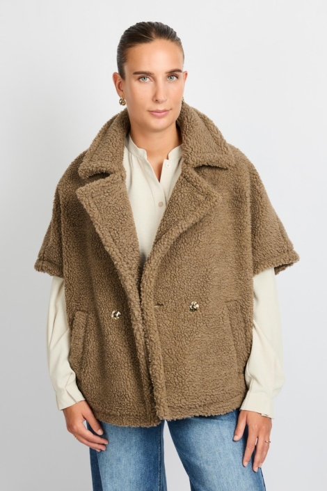 C&S The Label camel dames jas | Model vooraanzicht