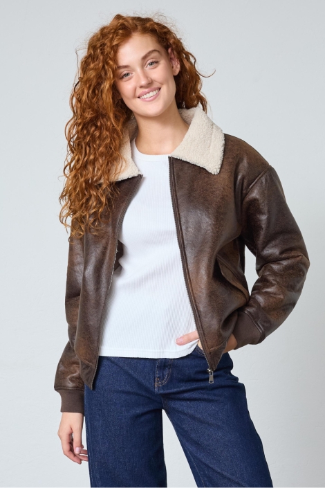 SisterS point bruine dames jas | Model vooraanzicht