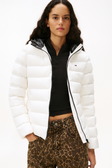 Tommy Jeans TJW SLIM HOOD PRNT DOWN JACKET EXT DW0DW21617 YBL ECRU