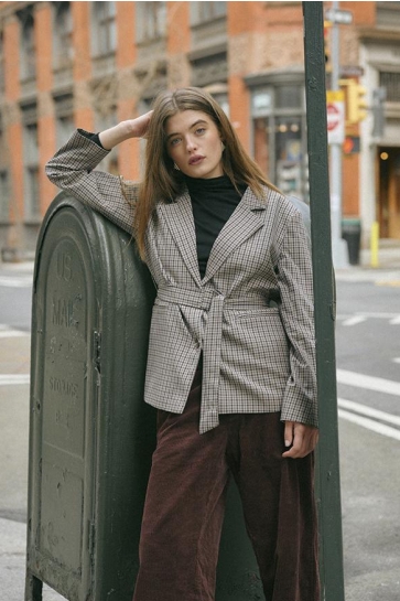 Culture CUCHECKA BELT BLAZER 50112196 108319 BROWN CHECK