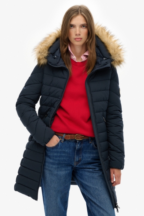 Superdry blauwe dames jas | Model vooraanzicht