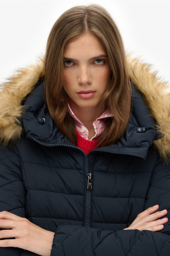 Superdry blauwe dames jas | Close up