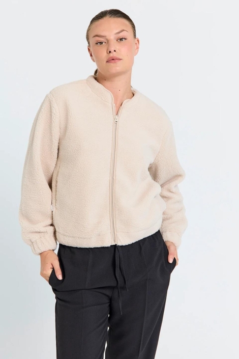 Freequent ecru dames vest | Model vooraanzicht