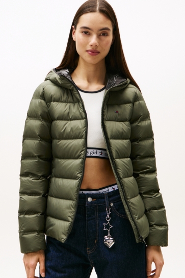 Tommy Jeans Jas PUFFERJACK MET CAPUCHON EN DONS DW0DW21617 MRH PEWTER GREEN