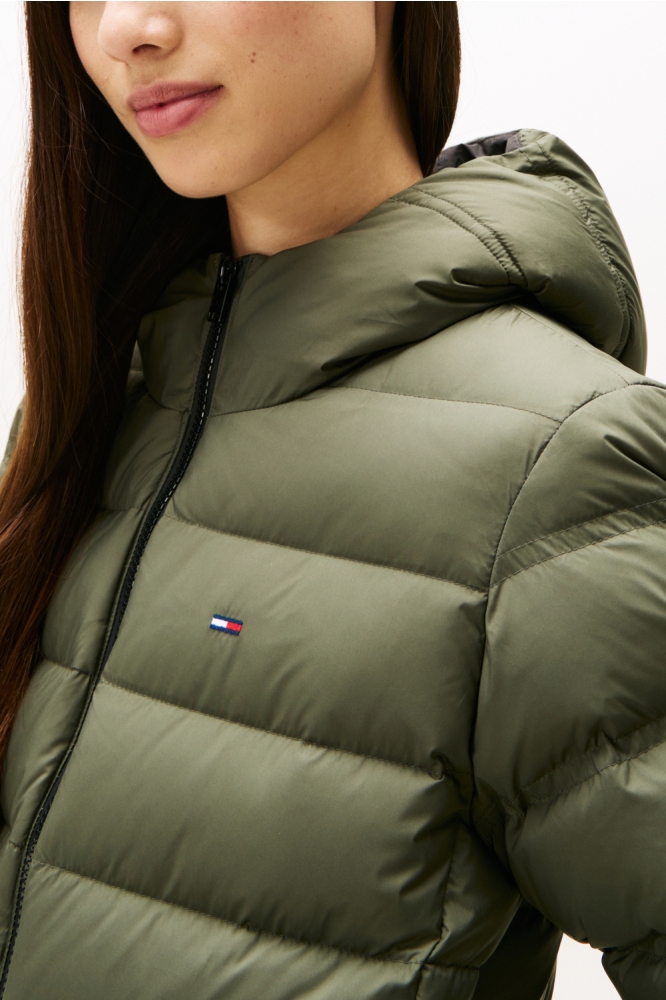 Tommy Jeans groene dames jas | Close up