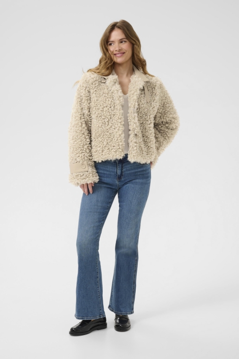 Culture taupe dames jas | Model vooraanzicht