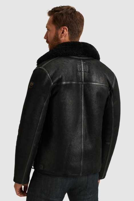 PME legend zwarte heren leren jas | Model achteraanzicht