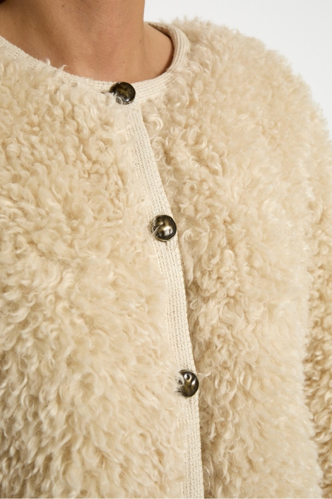 Peppercorn ecru dames jas | Close up