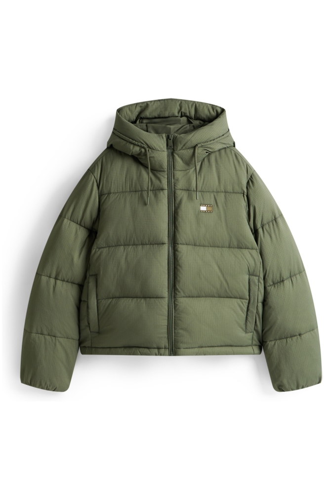 Tommy Jeans groene dames jas | Vooraanzicht
